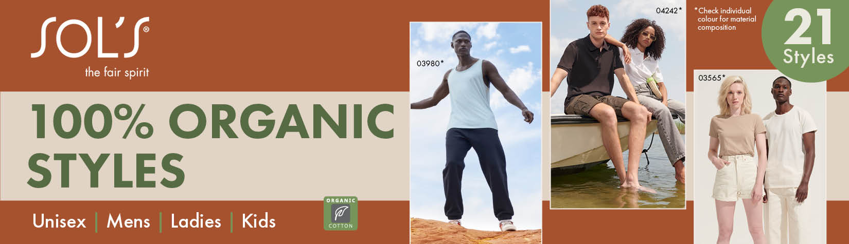 21 organic styles from SOL'S